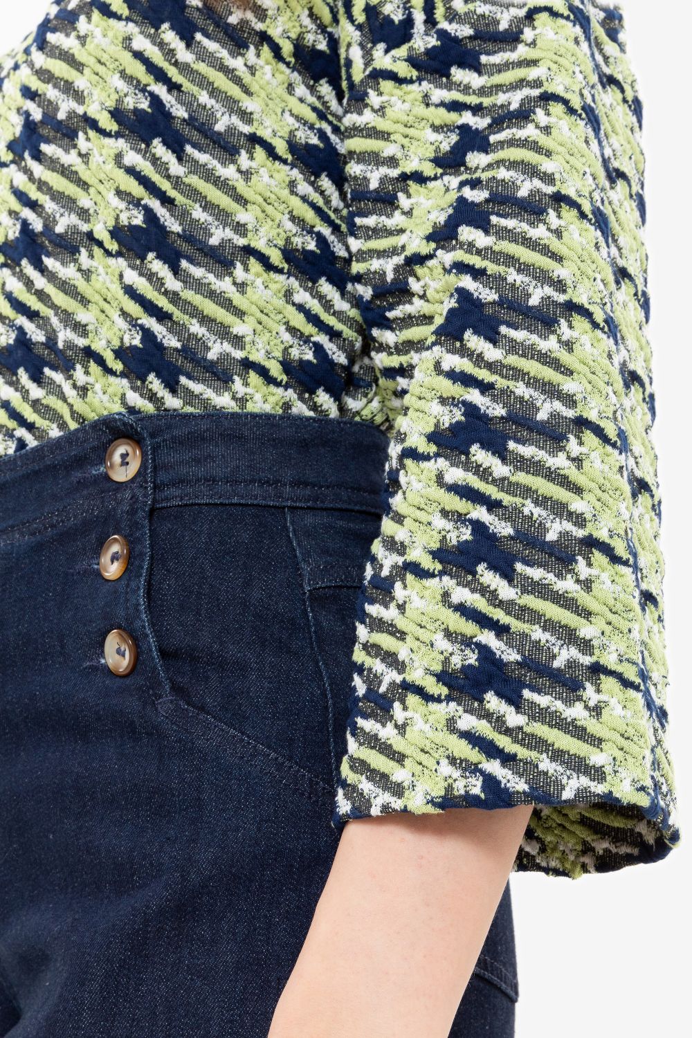 Top met 3/4 mouwen en groen-blauwe print