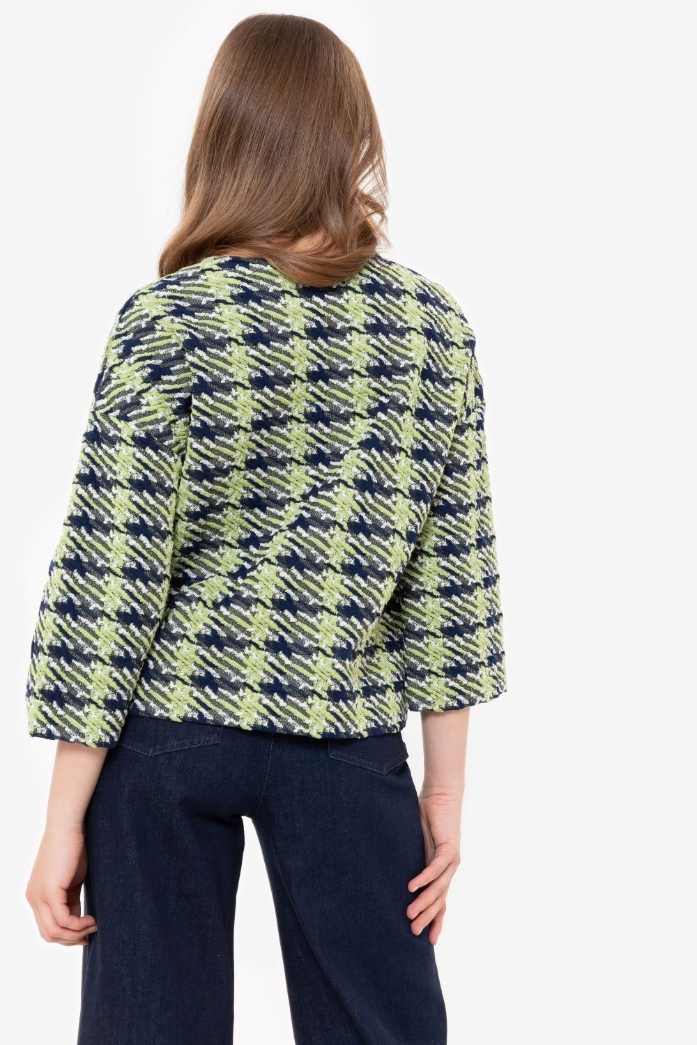 Top met 3/4 mouwen en groen-blauwe print