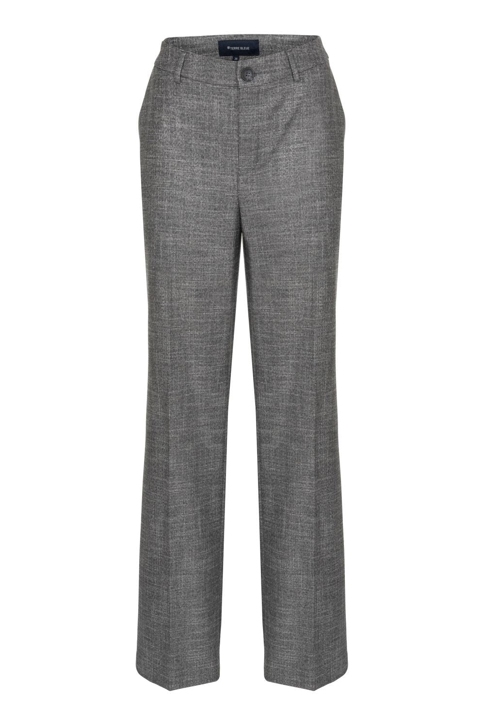 Pantalon court gris foncé, aspect tweed