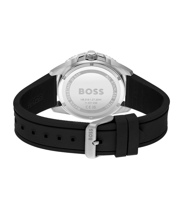 Boss - Ace - Homme -  Bracelet Noir -  Cadran Noir - Boitier Argenté - 43 Mm - 20 Atm