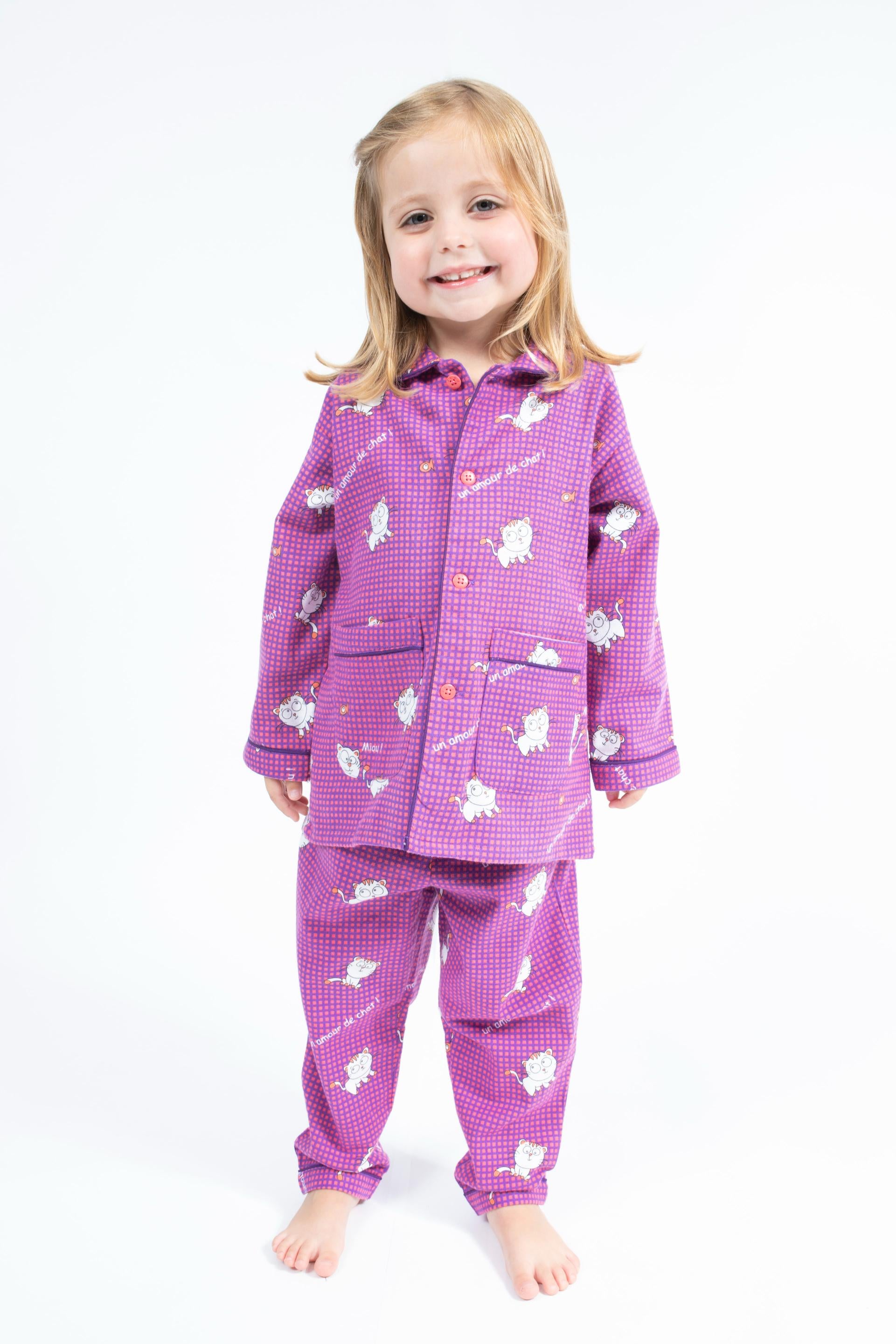 Flanellen Pyjama Kid Mallow/Purple