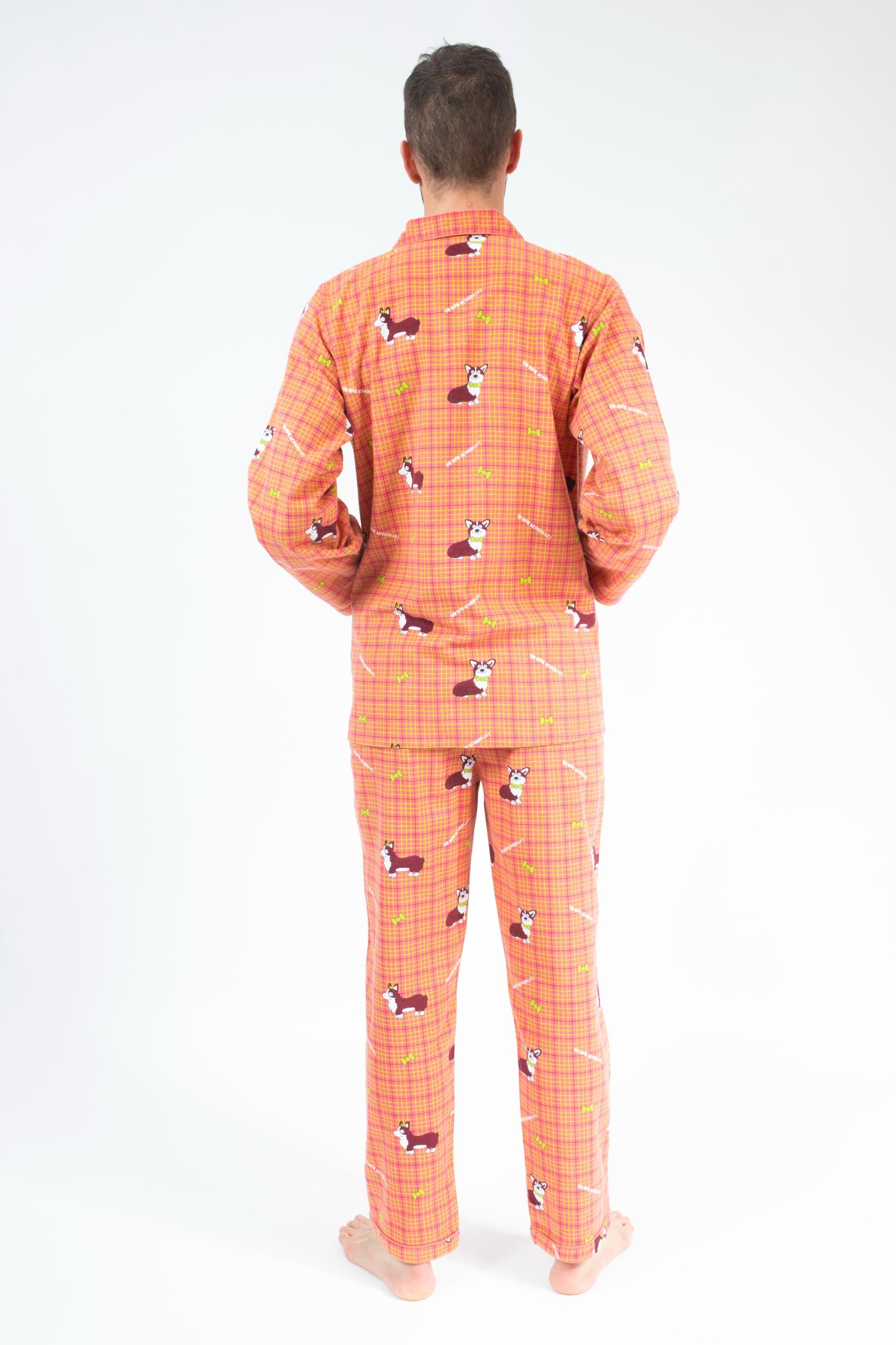 Pyjama en Flanelle Homme Rouge/Orange