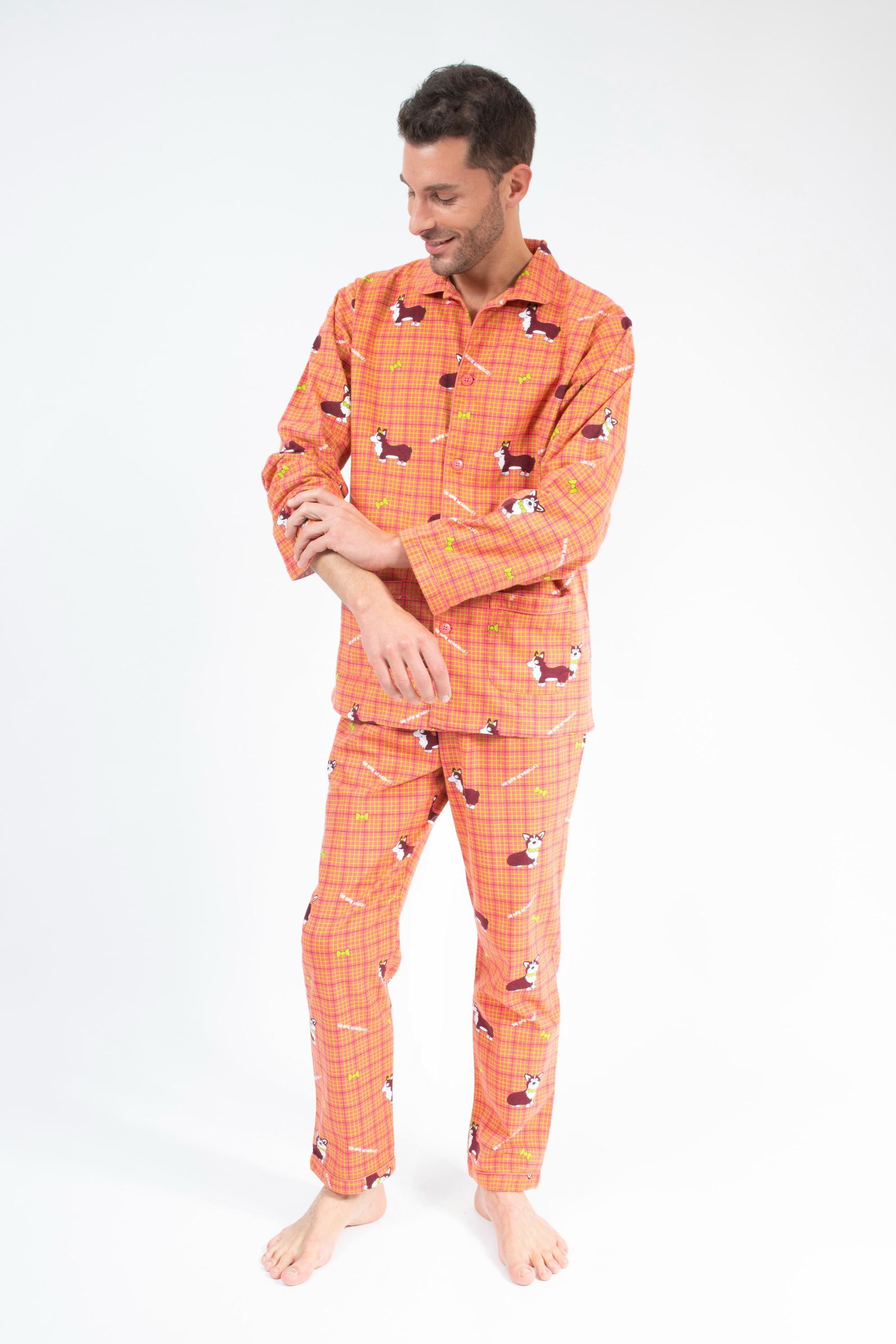 Pyjama en Flanelle Homme Rouge/Orange