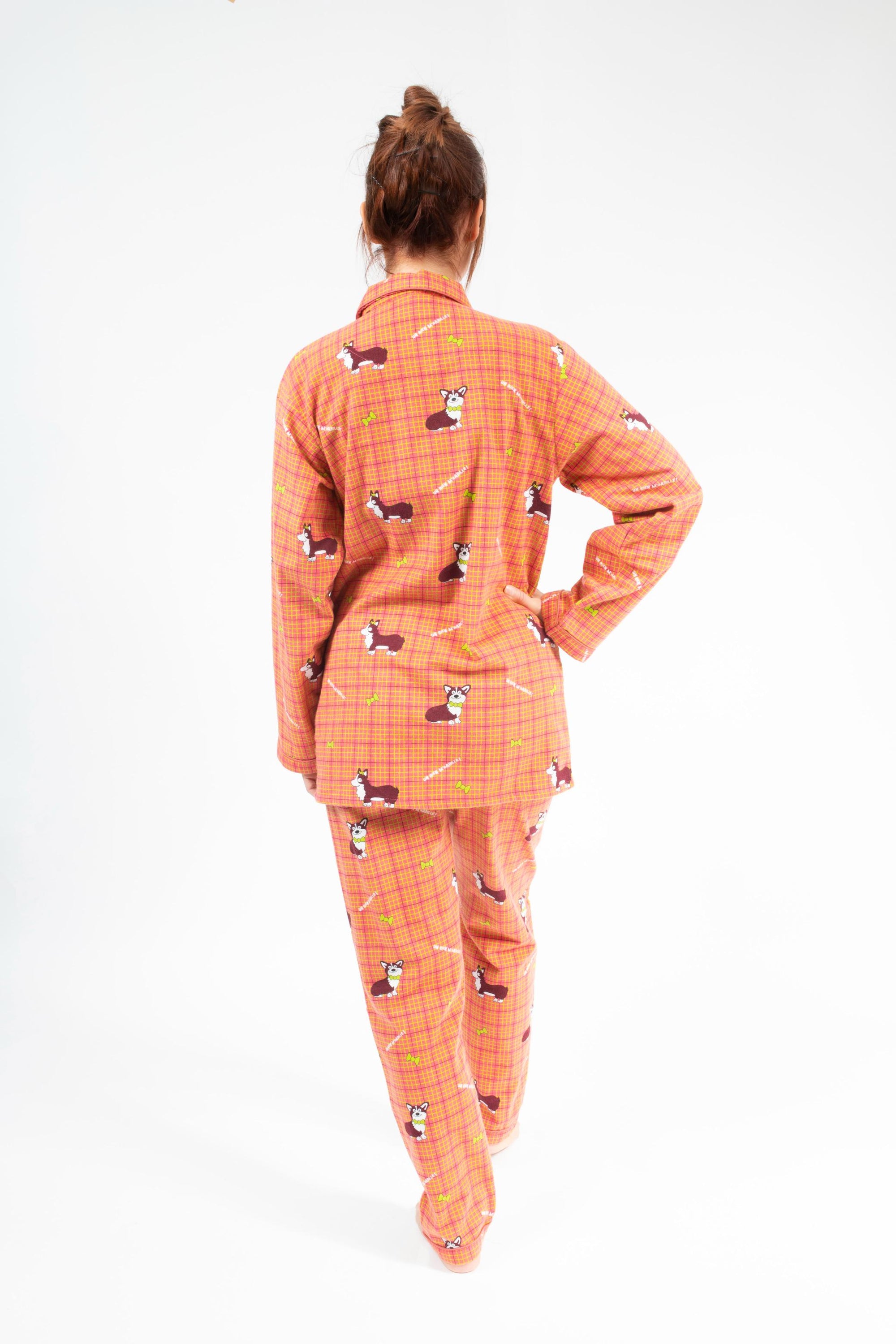 Flanellen Pyjama Vrouw Red/Orange