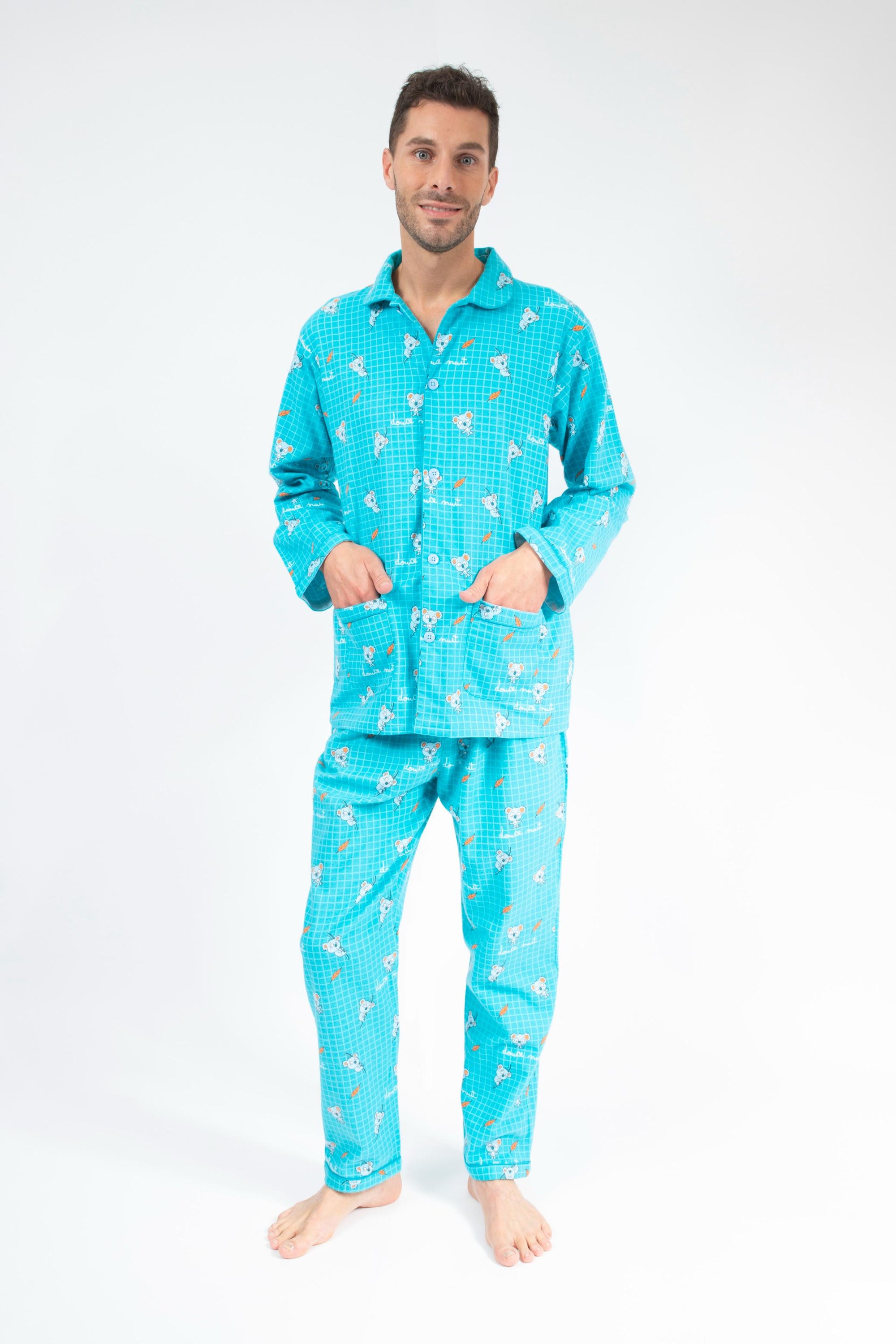 Pyjama en Flanelle Homme Bleu