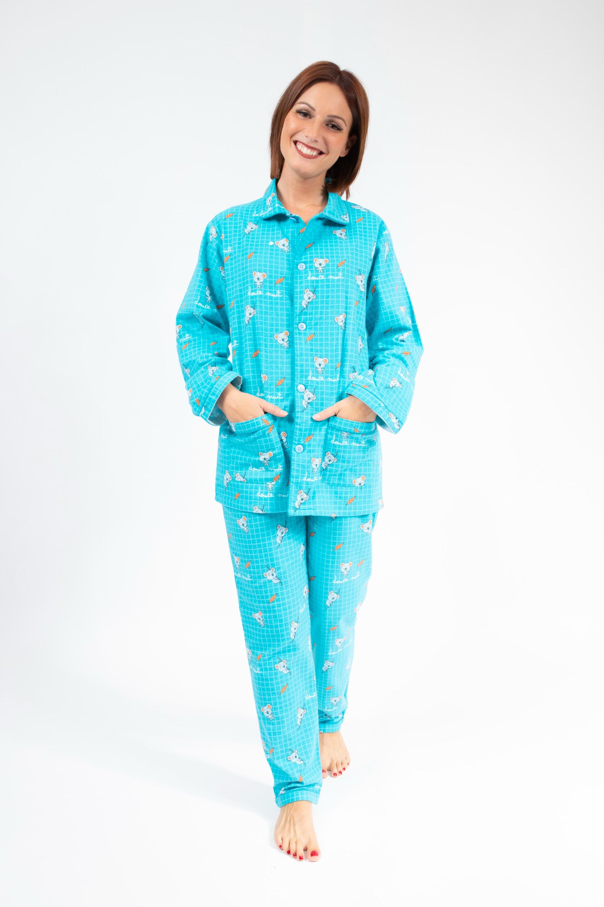 Flanellen Pyjama Vrouw Blue