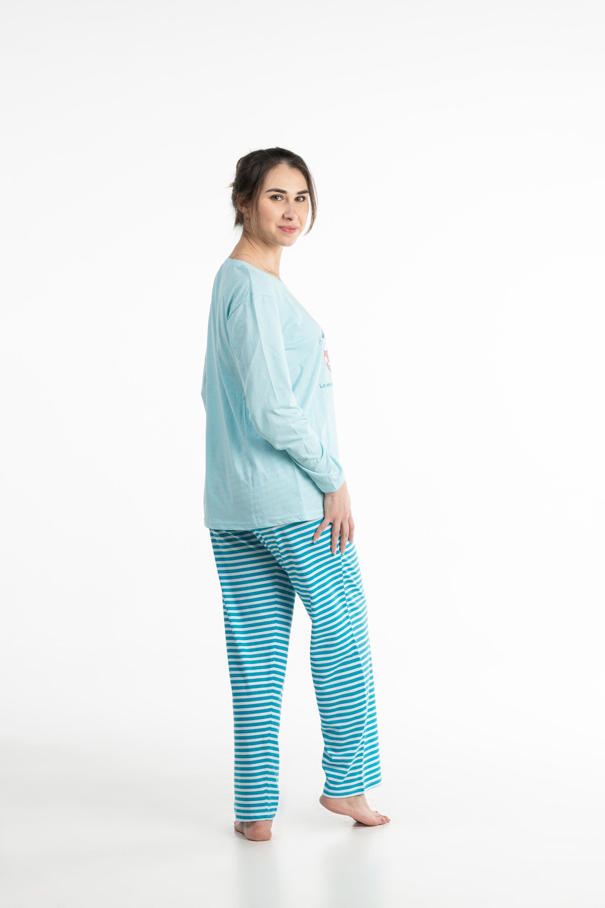 Long Pyjama - Femme - Bleu Eau Claire