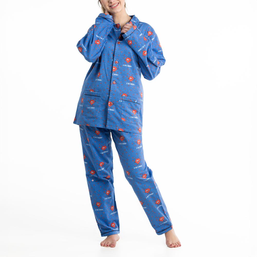 Lange Pyjama - Vrouwen - Bleu À Ligne