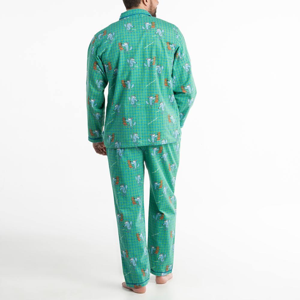 Lange Pyjama - Man - Bleu/Vert