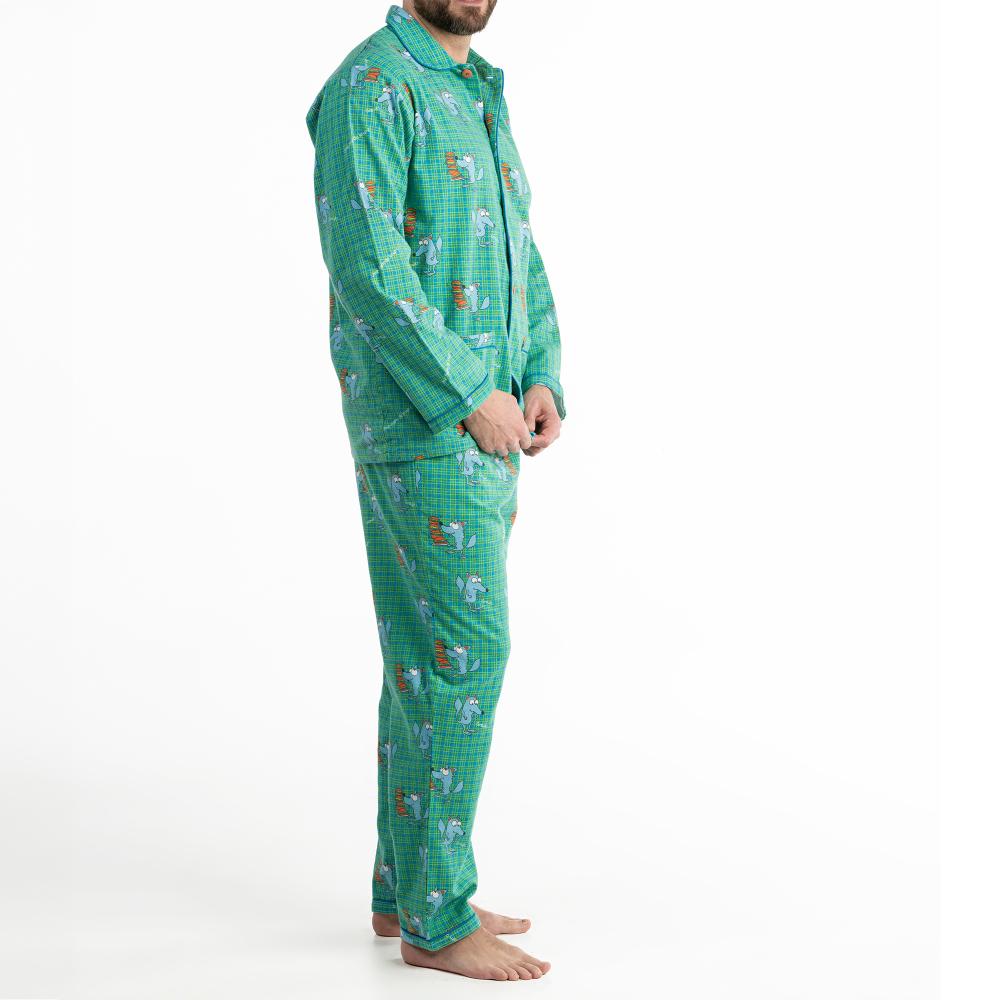 Lange Pyjama - Man - Bleu/Vert