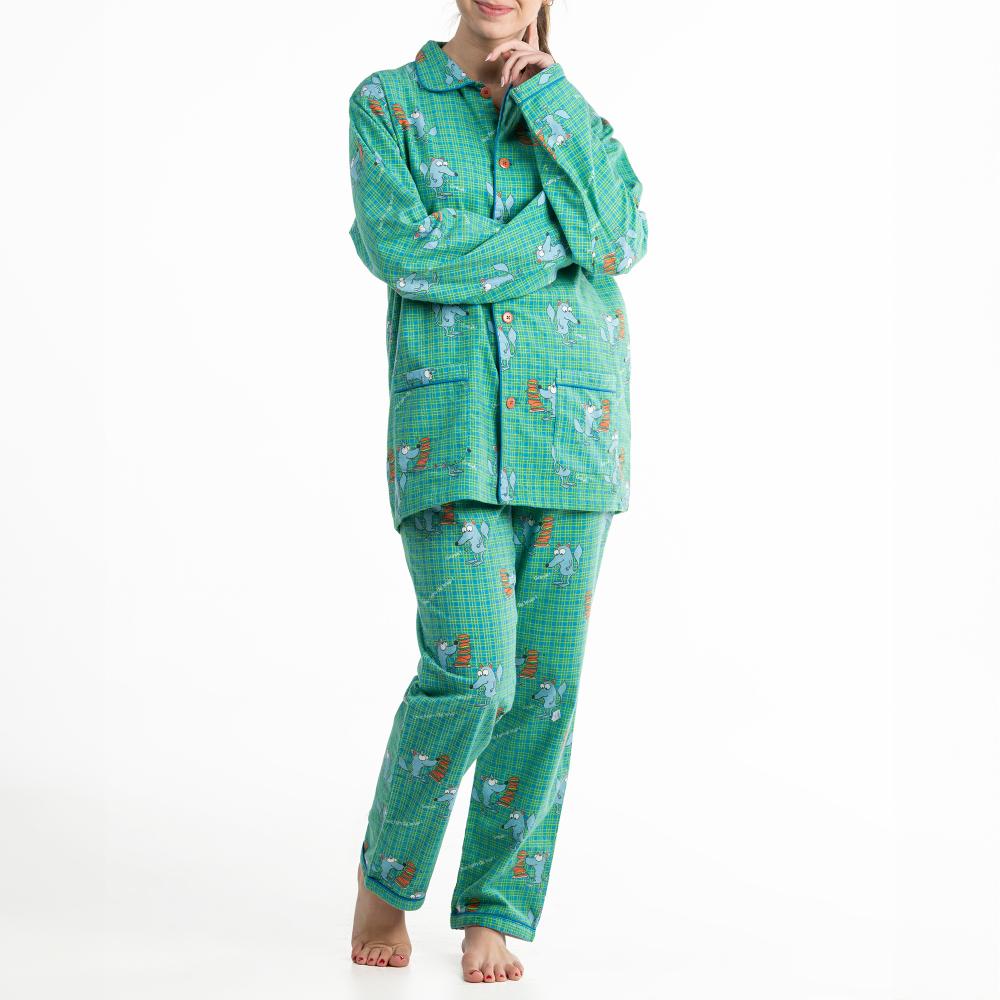 Pyjama Long - Femme - Bleu/Vert