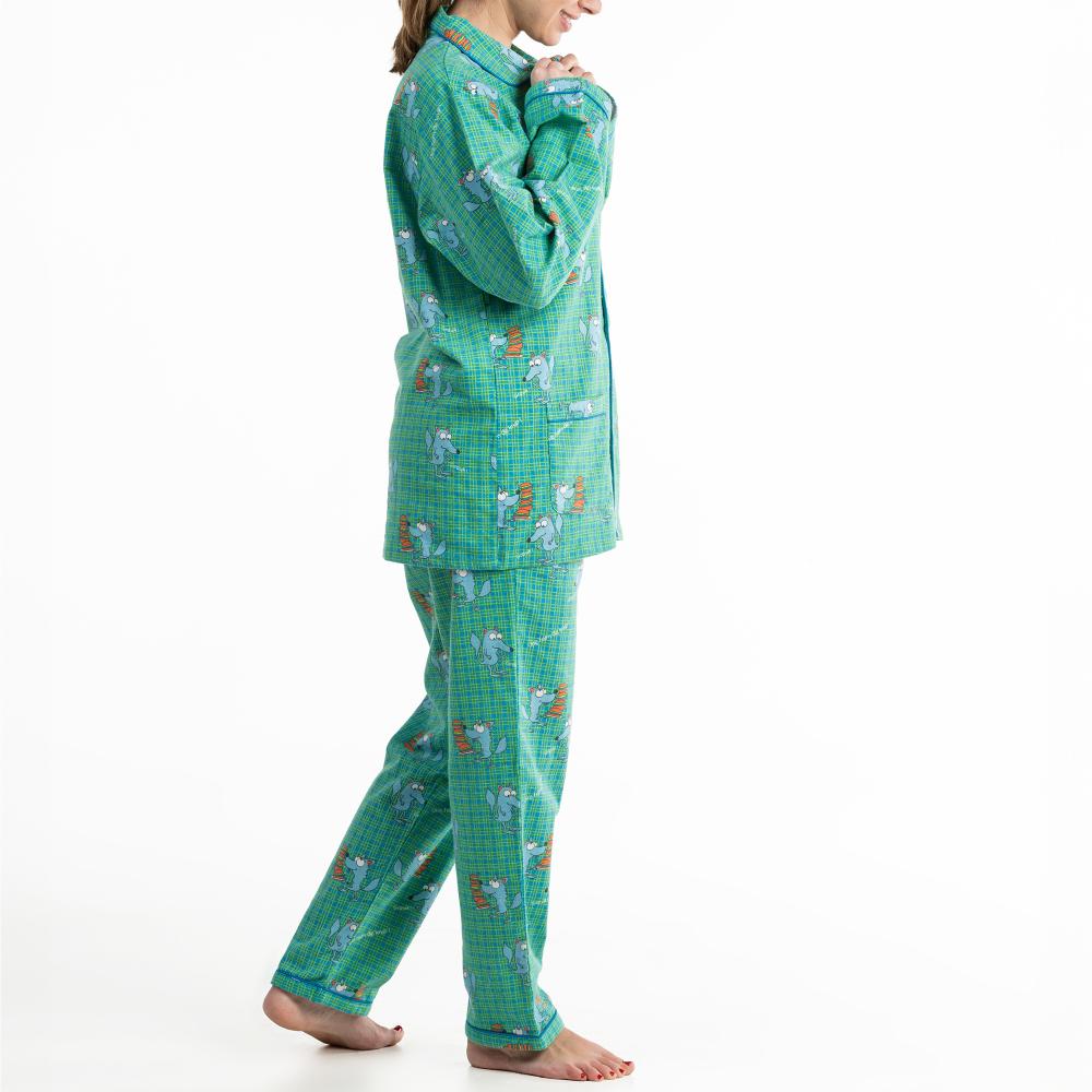 Pyjama Long - Femme - Bleu/Vert