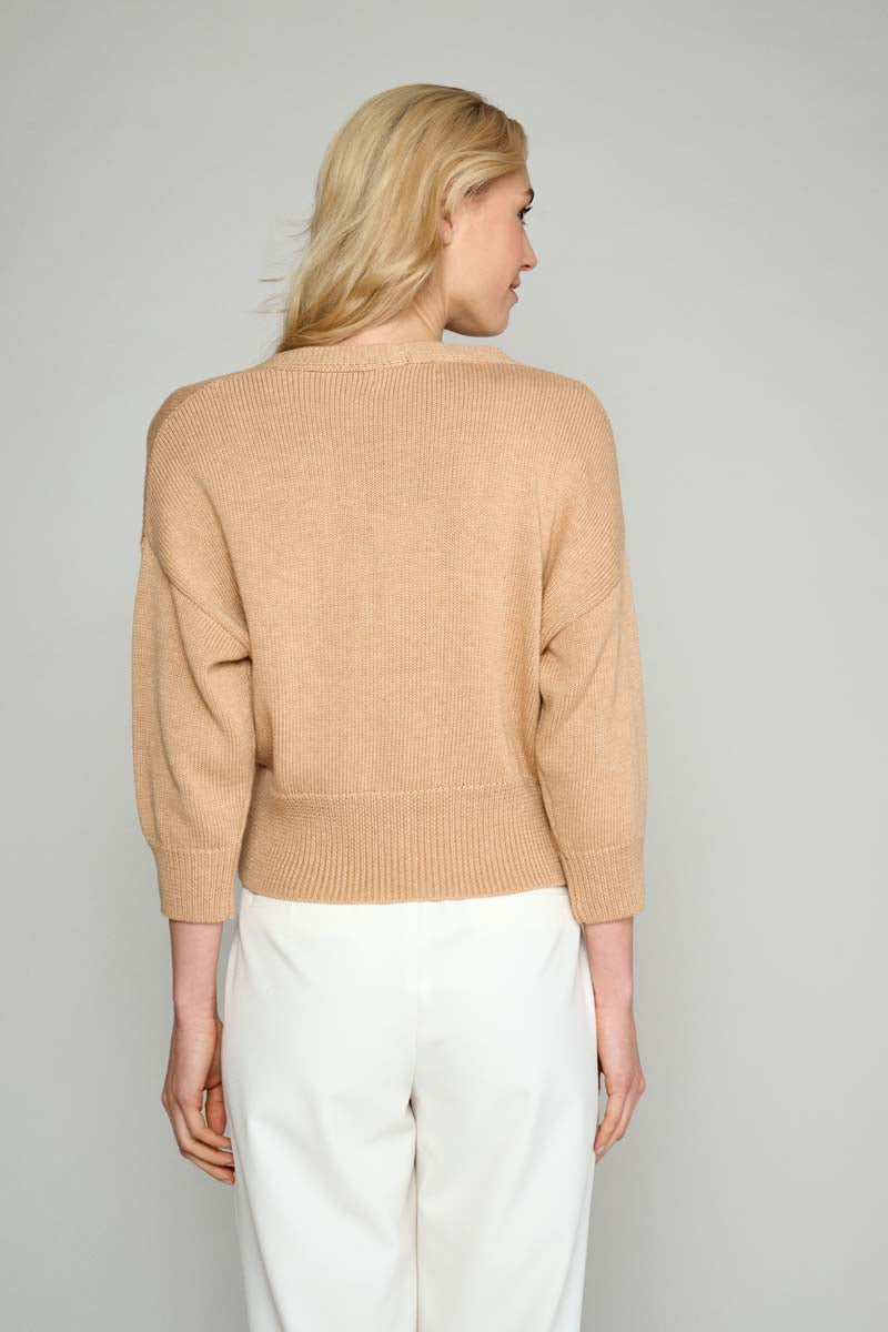 Gebreide Cardigan In Camel Kleur - Camel