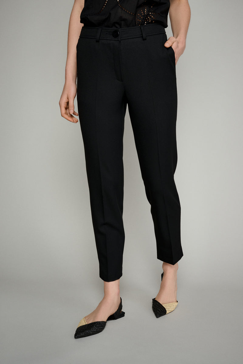 Pantalon Noir Fluide Avec Pli - Noir