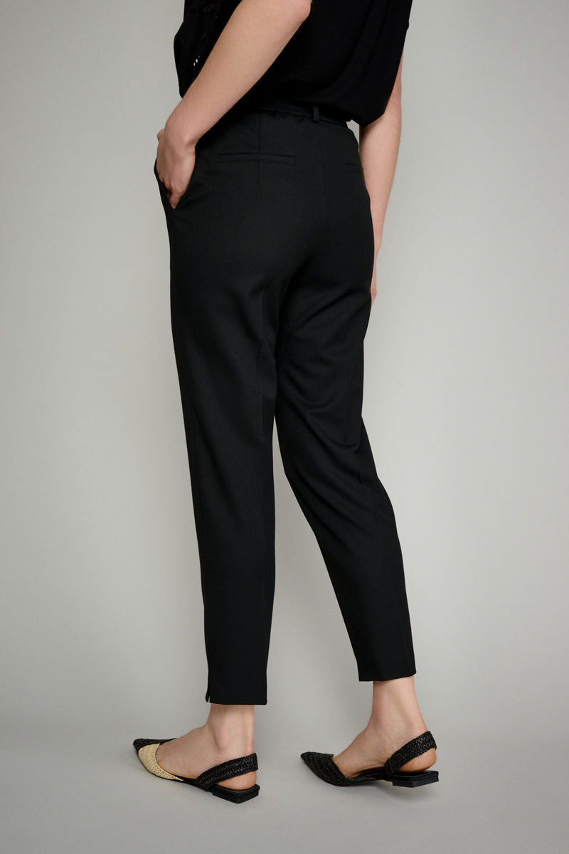 Pantalon Noir Fluide Avec Pli - Noir