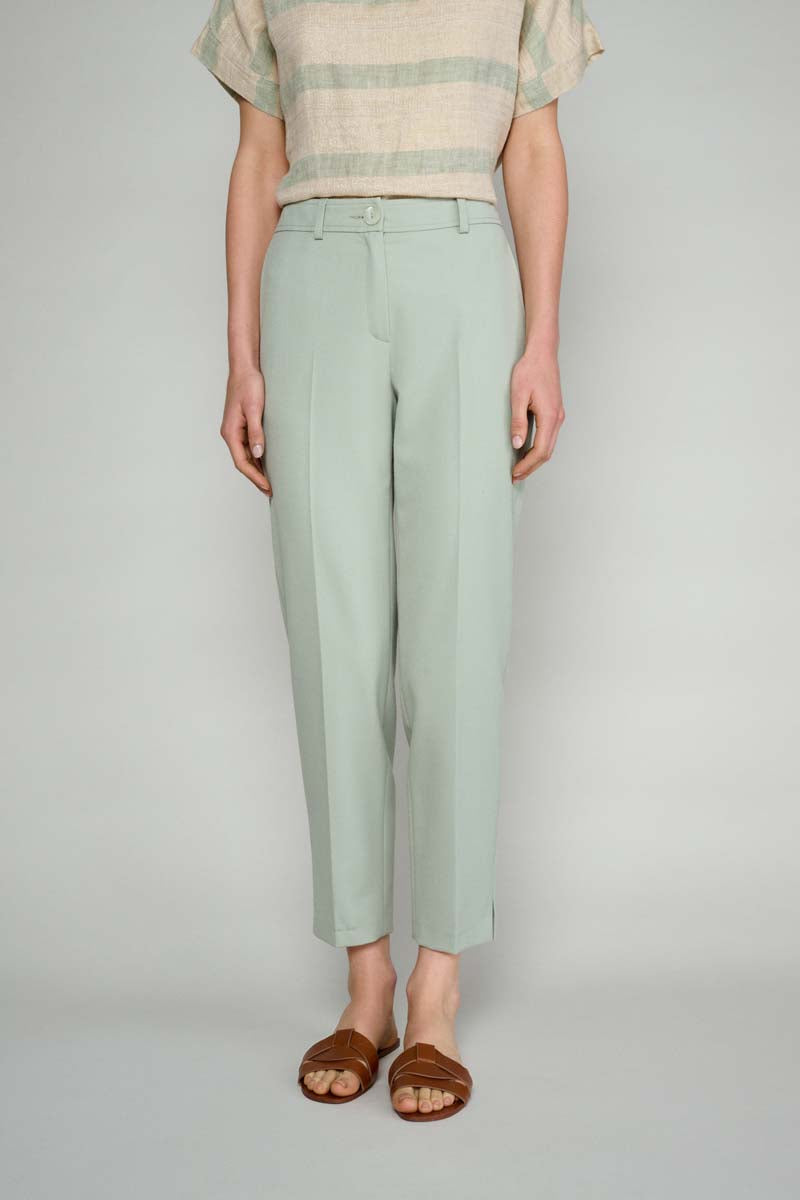 Vlotte Groene Broek Met Plooi - Groen