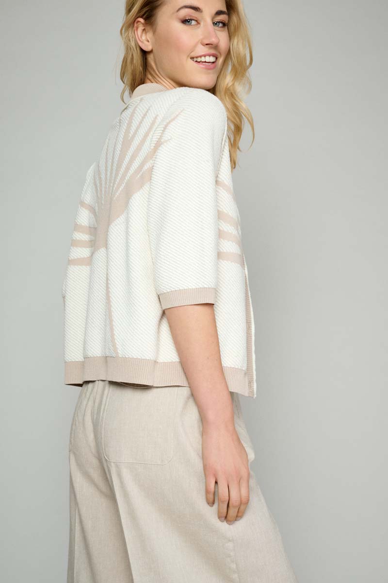 Beige Cardigan In Jacquard - Cream