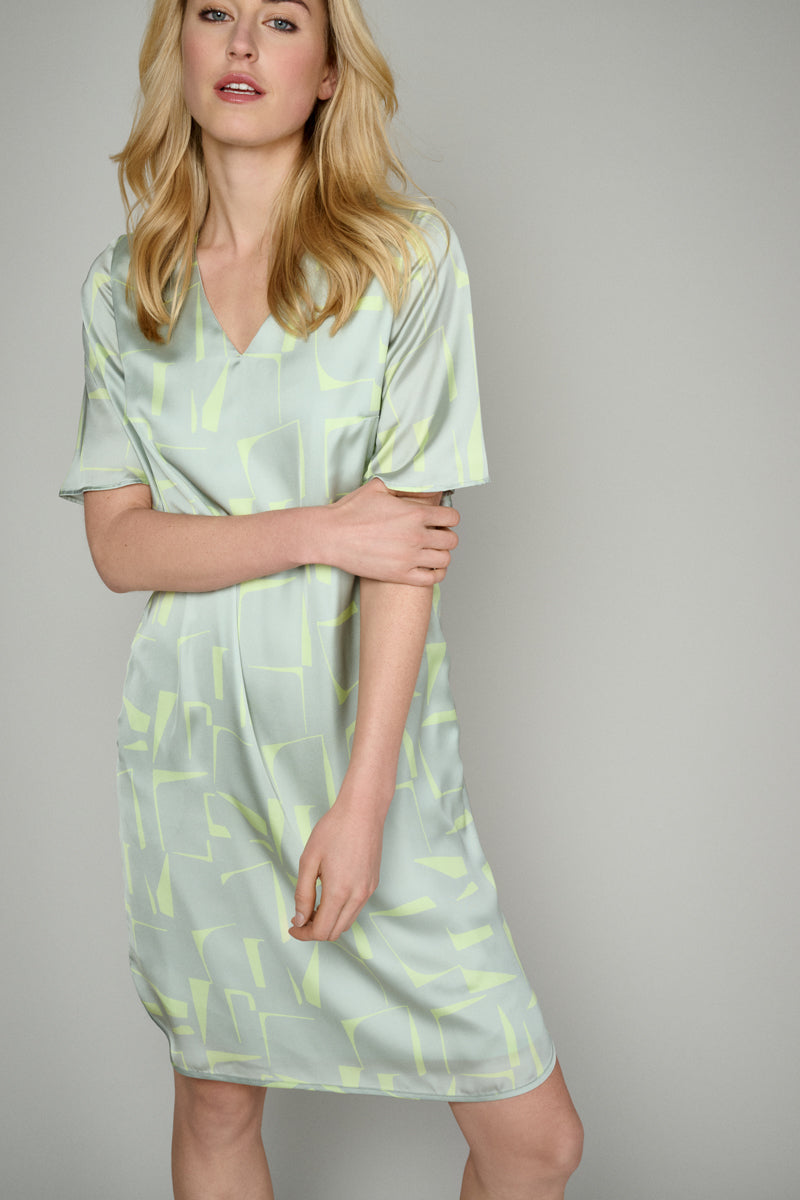 Losse Tuniekjurk In Bicolor Print  - Groen