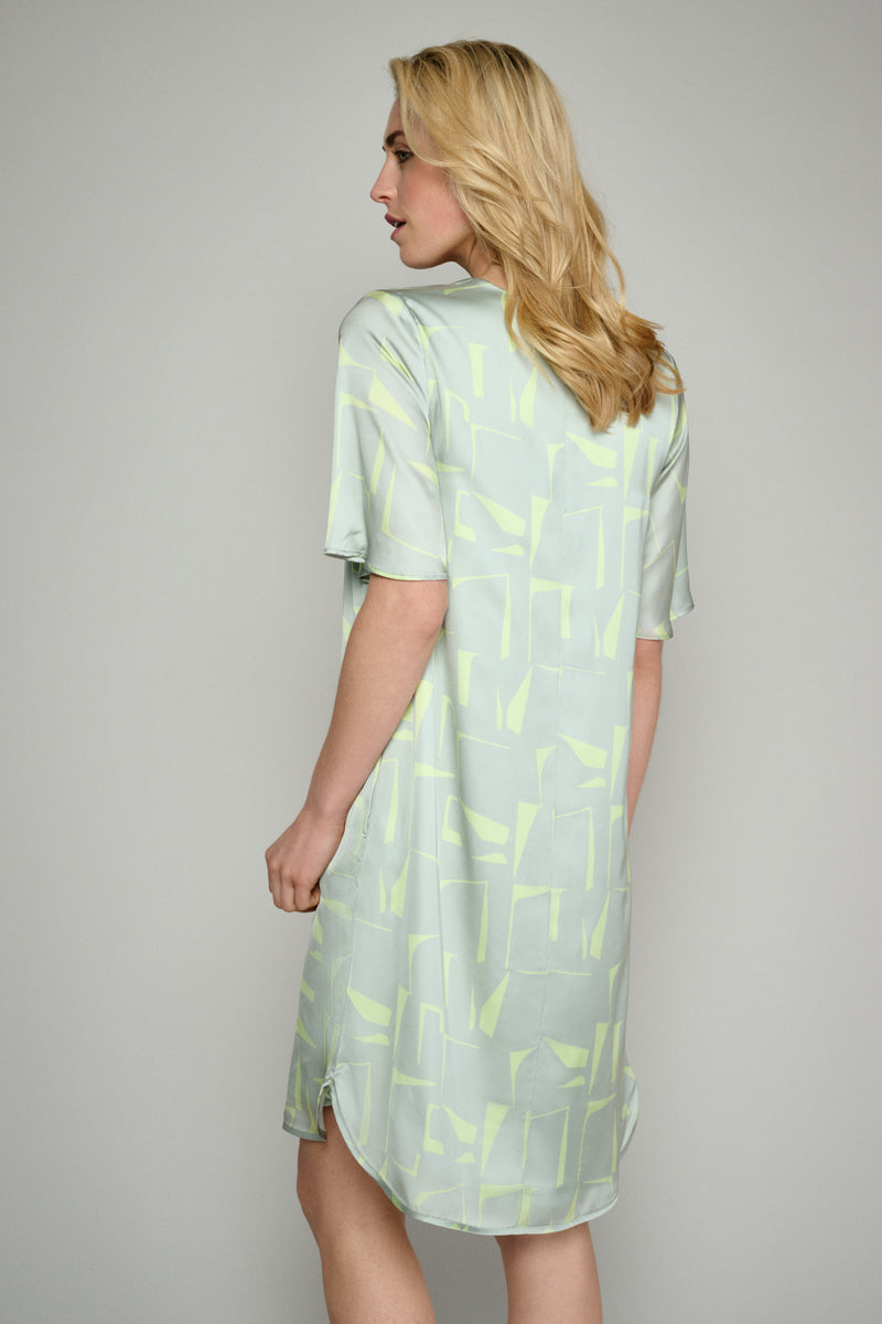 Robe Tunique Ample À Imprimé Bicolore  - Vert