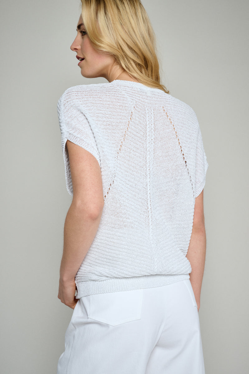 Gebreide Witte Pull Met Lurex Detail - Wit