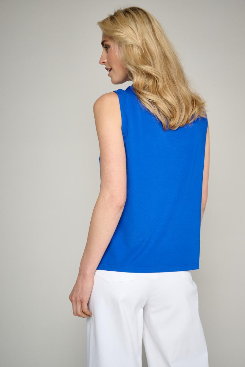 Blauwe Top Met V-Hals En Polokraag - Blauw