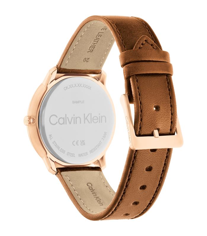 Calvin Klein - Timeless - Man - Camel Band - Blauwe Wijzerplaat - Carnatie Gouden Kast