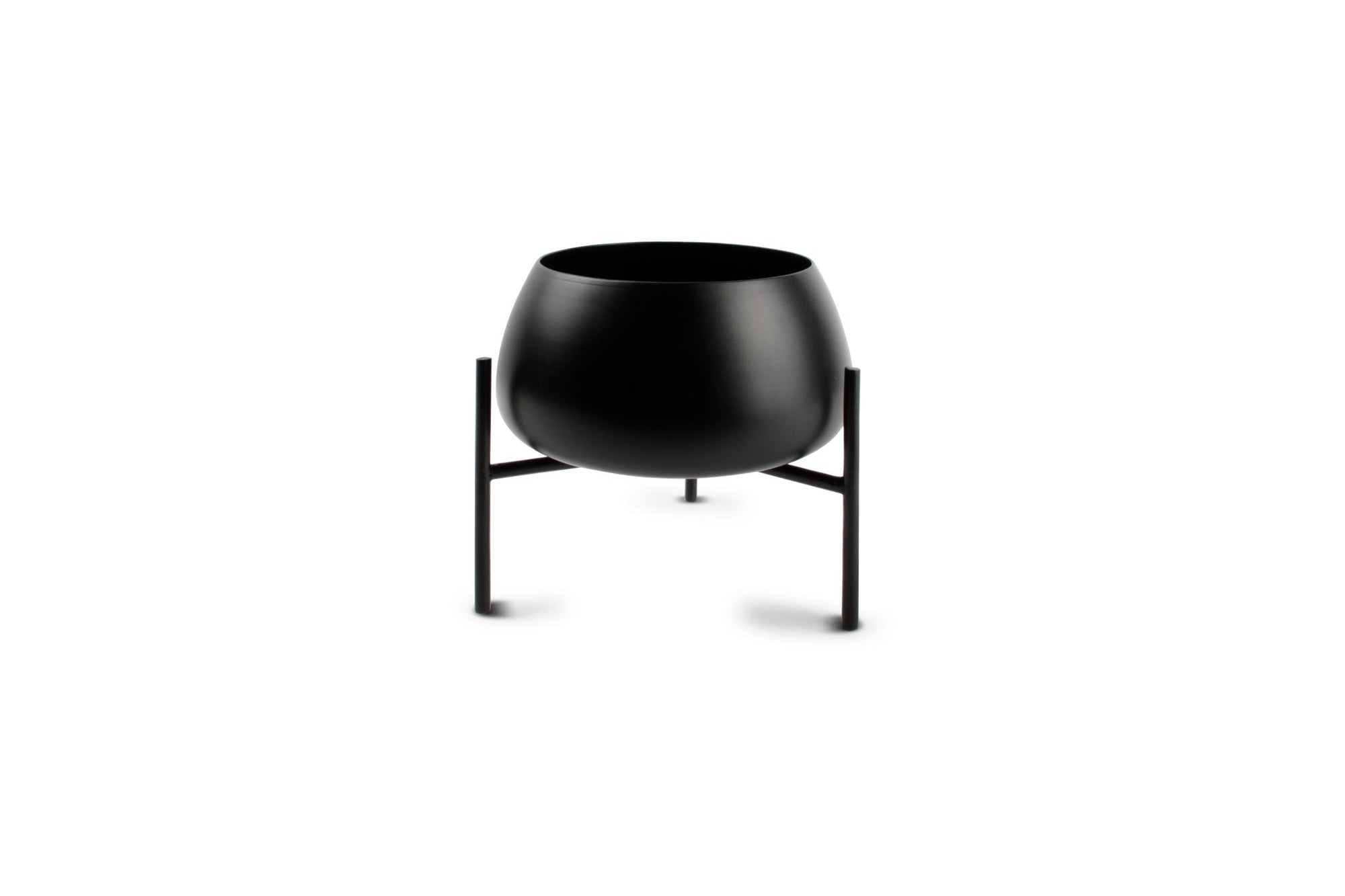 S&P - Cache-pot sur pied rond mat noir Patio - set/2