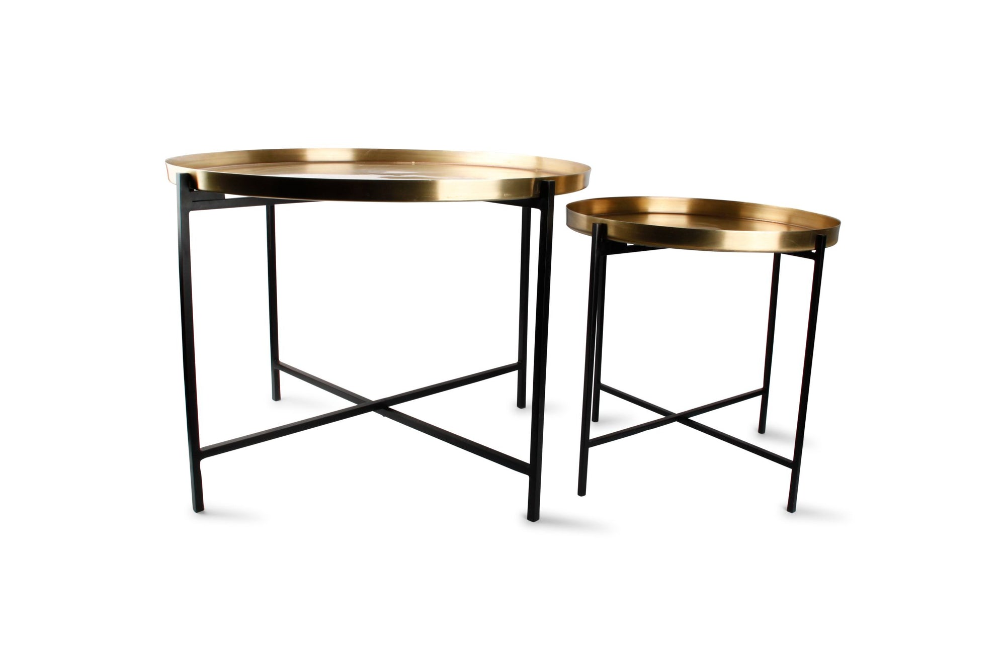 S&P - Bijzettafel geborsteld goud Patio - set/2