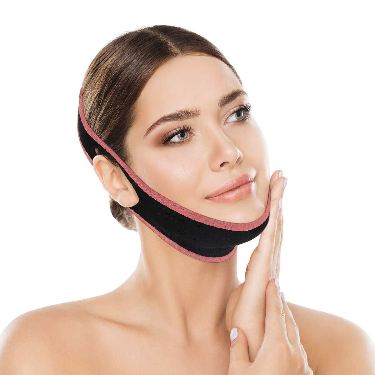 Bandeau Visage Lift Up Visage En V - Zwart/Roze