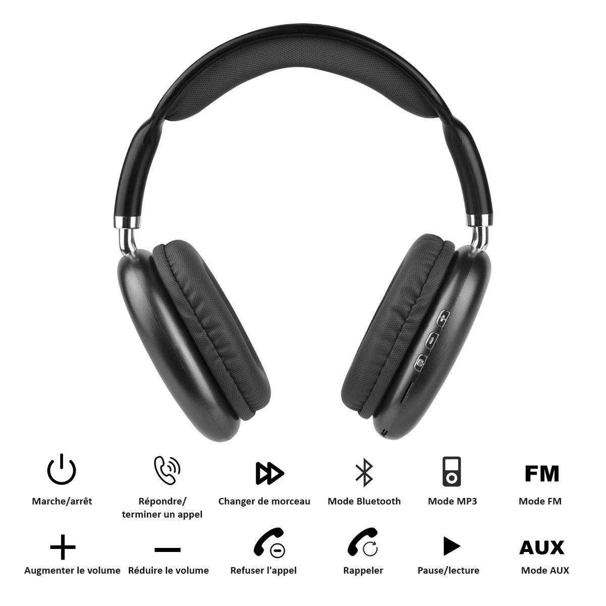 Casque Sans Fil Bluetooth - Noir