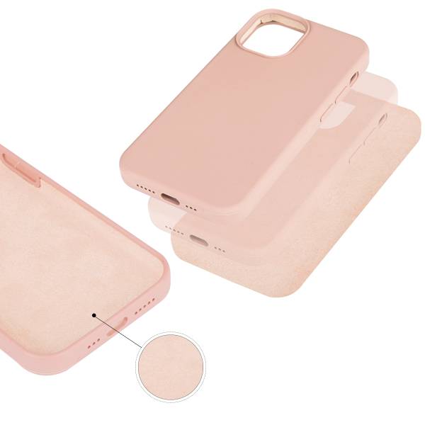 Coque Pour Iphone 12 Rigide En Silicone - Rose Poudre