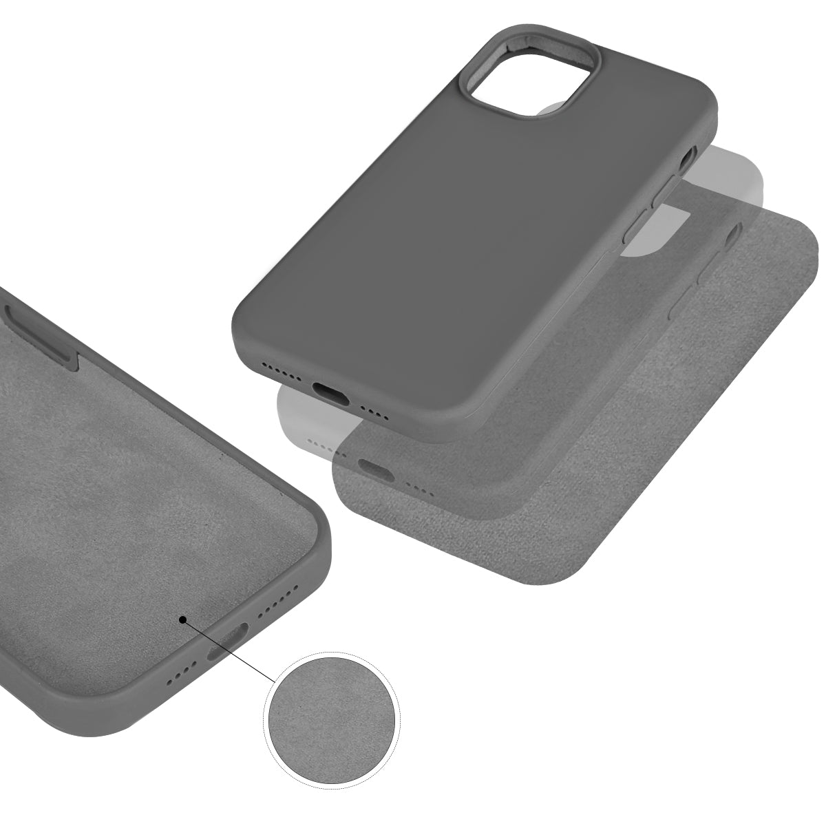 Coque Pour Iphone 12 Pro Max Rigide En Silicone - Graphite