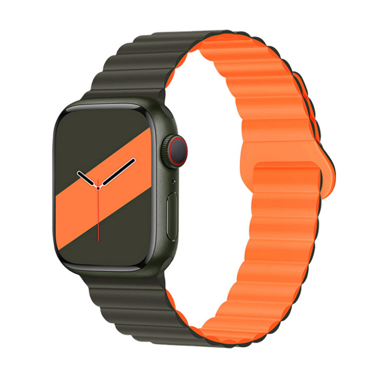 Armband Compatibel Met Apple Watch 42/44/45/49 Mm - Zwart/Oranje