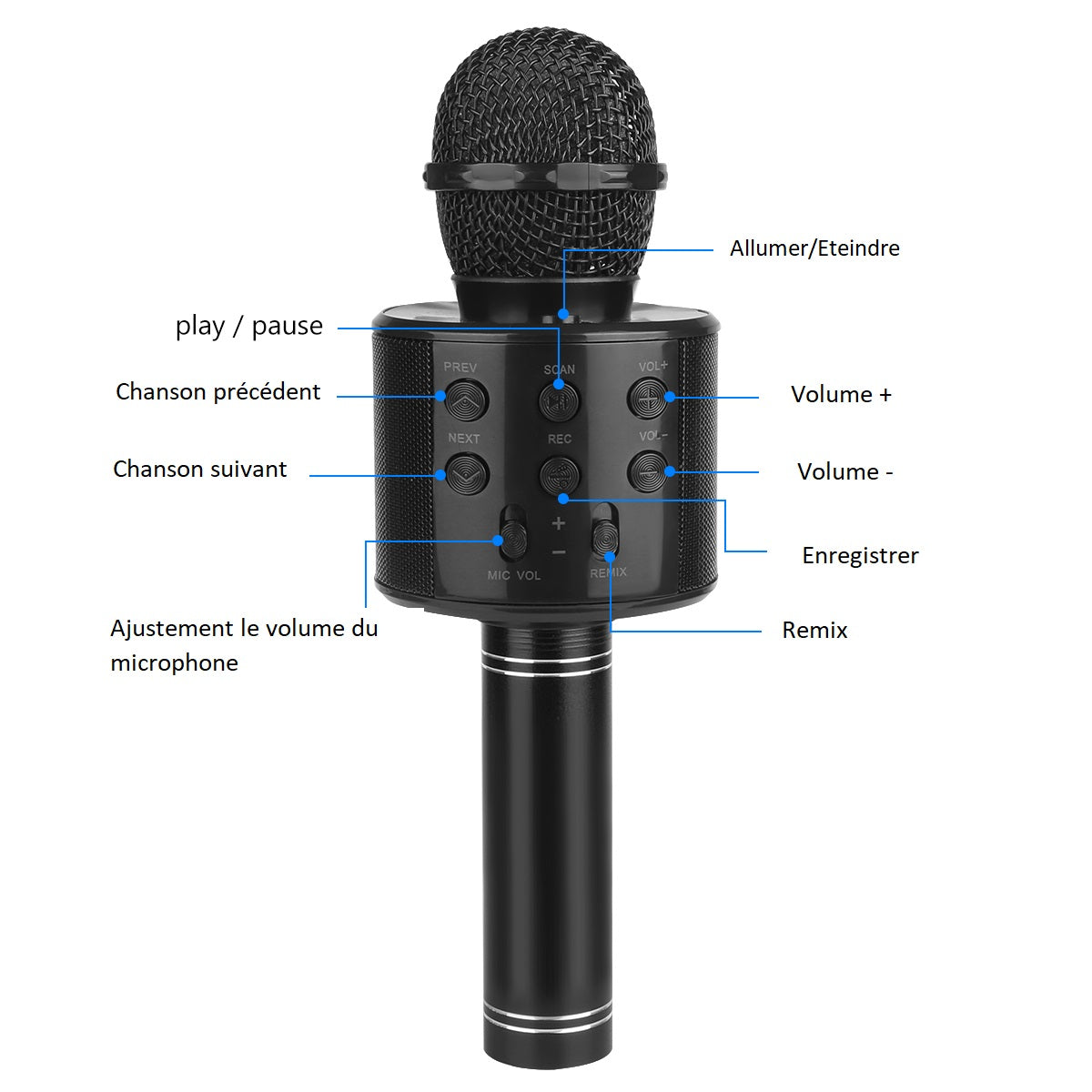 Microphone Bluetooth - Noir 