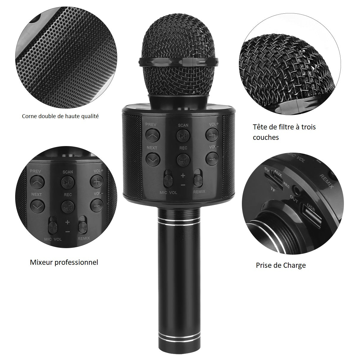 Microphone Bluetooth - Noir 