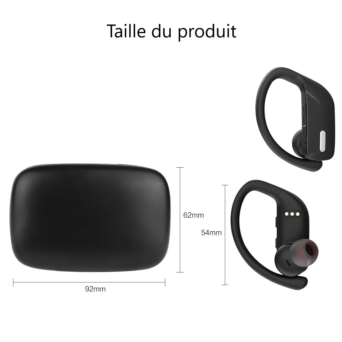 Ecouteurs Bluetooth Sans Fil - Noir