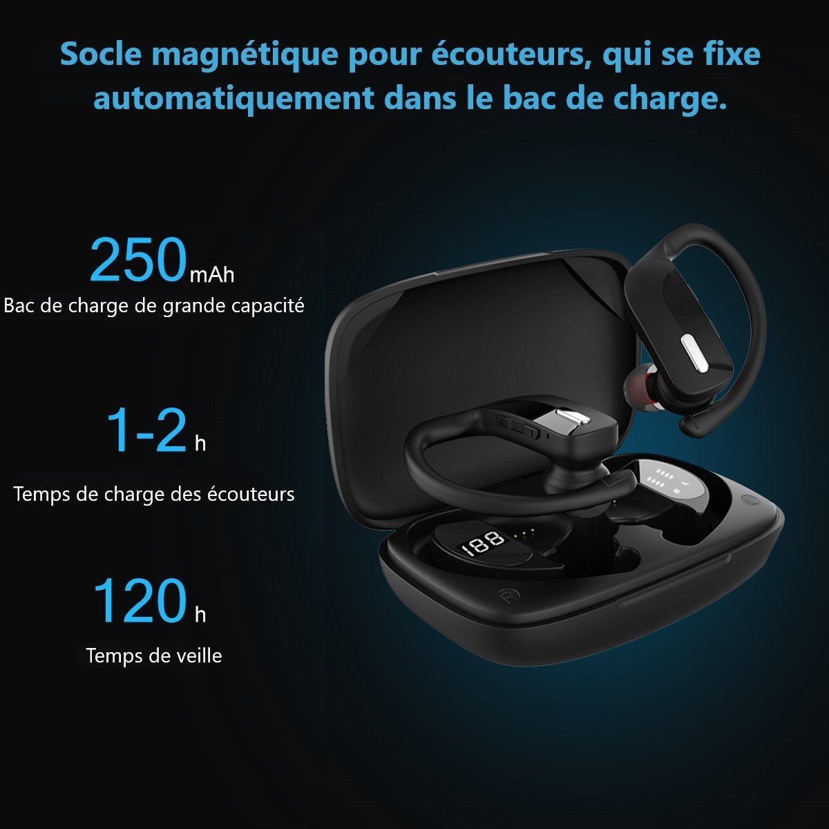 Ecouteurs Bluetooth Sans Fil - Noir