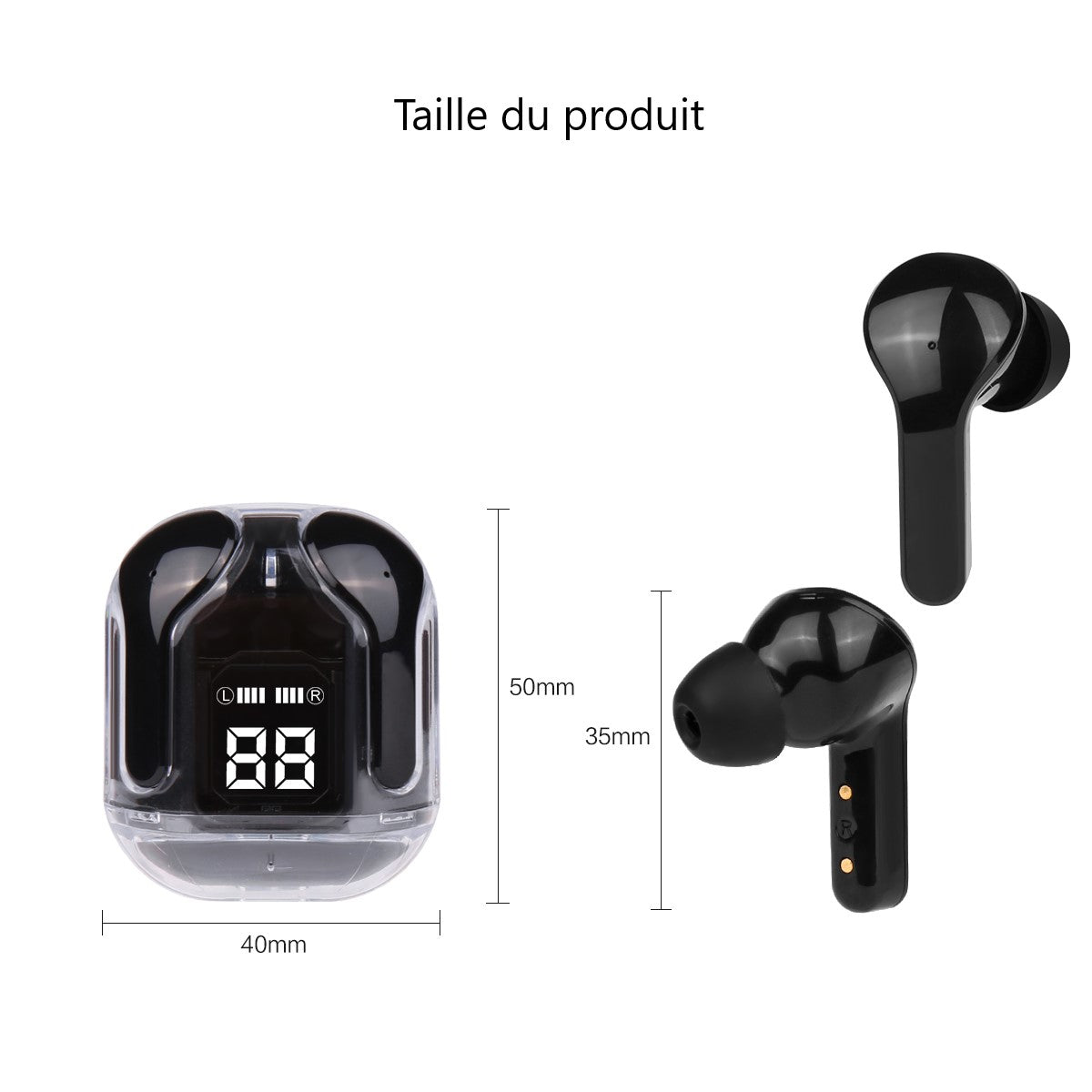 Ecouteurs Bluetooth Sans Fil - Noir