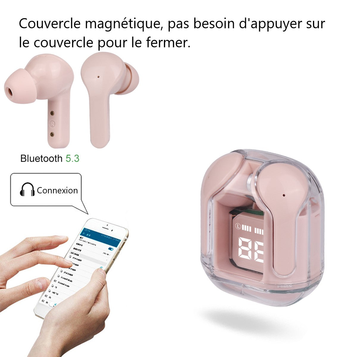 Draadloze Bluetooth Oordopjes - Roos