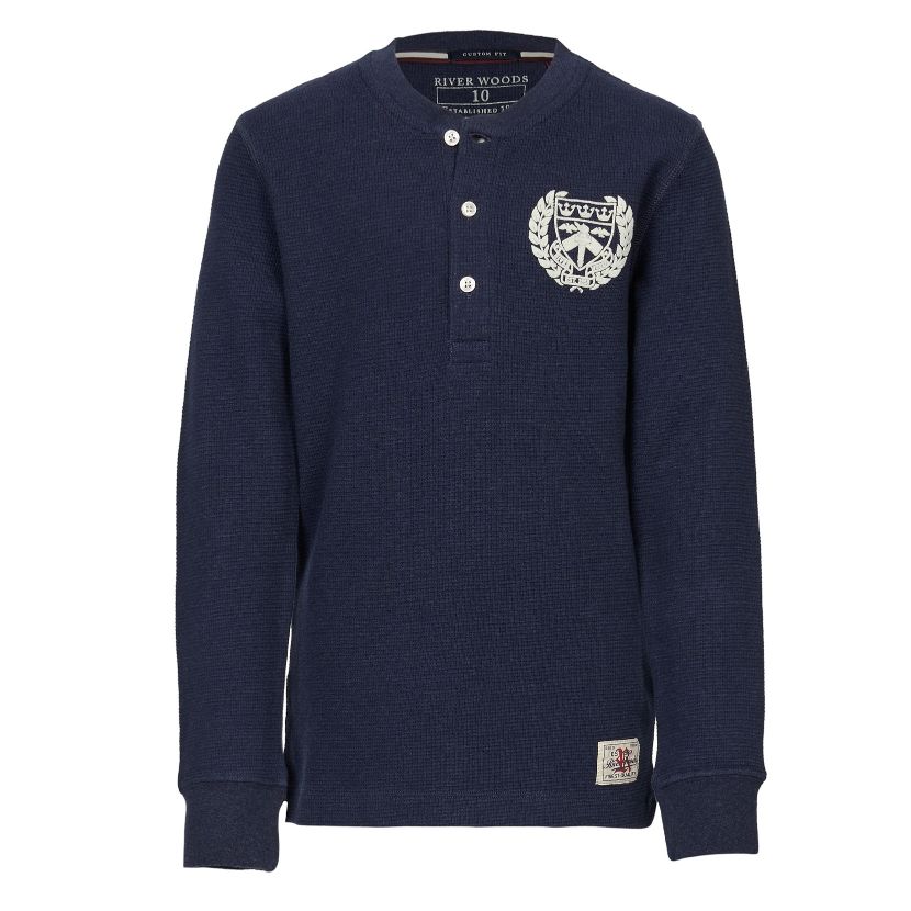 Jongen Denim Blauwe Henley T-shirt In Blauw