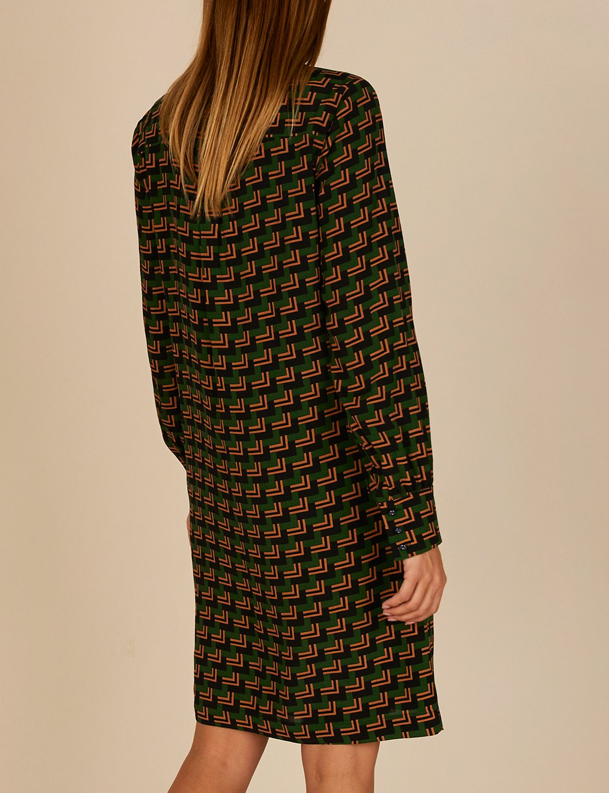 Femme Robe En Viscose Imprimée En Vert