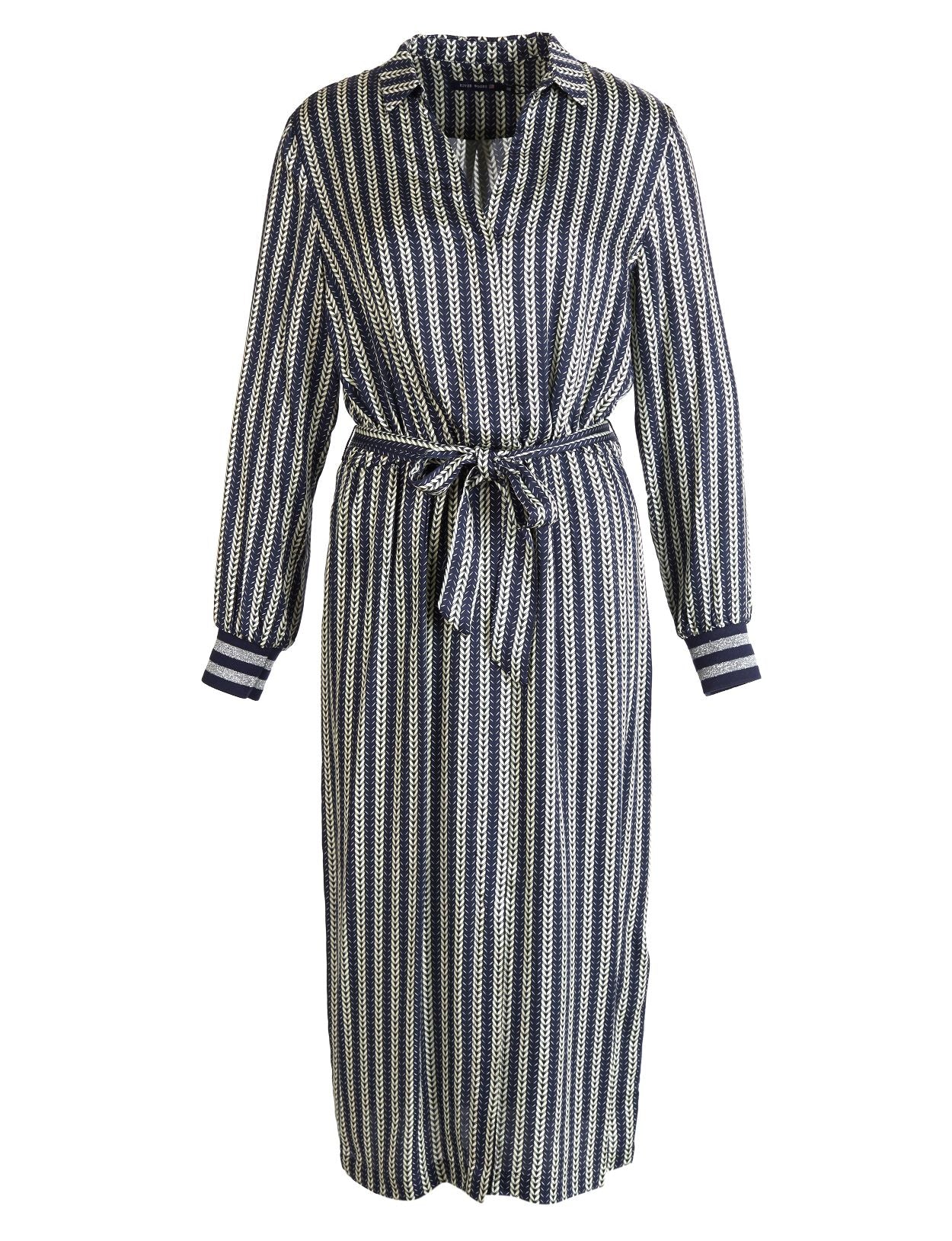 Femme Robe En Viscose Avec Ceinture En Bleu