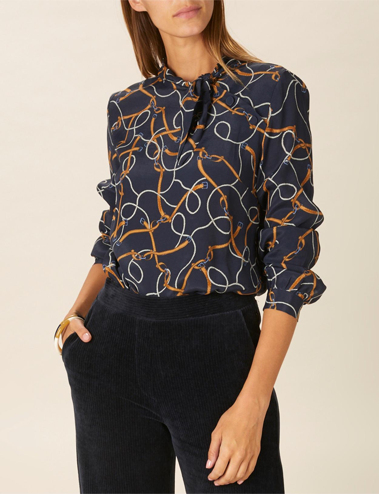 Viscose Sjaalshirt In Blauw