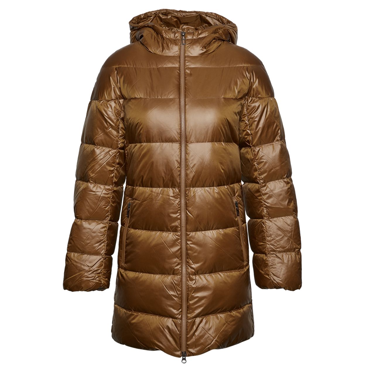 Femme Veste En Duvet De Nylon À Capuche En Marron