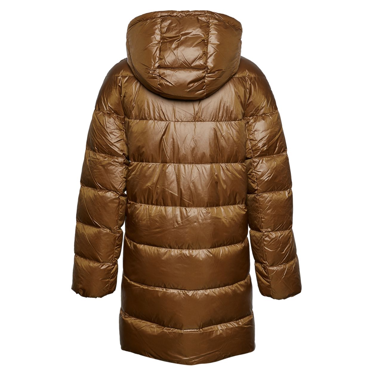 Femme Veste En Duvet De Nylon À Capuche En Marron