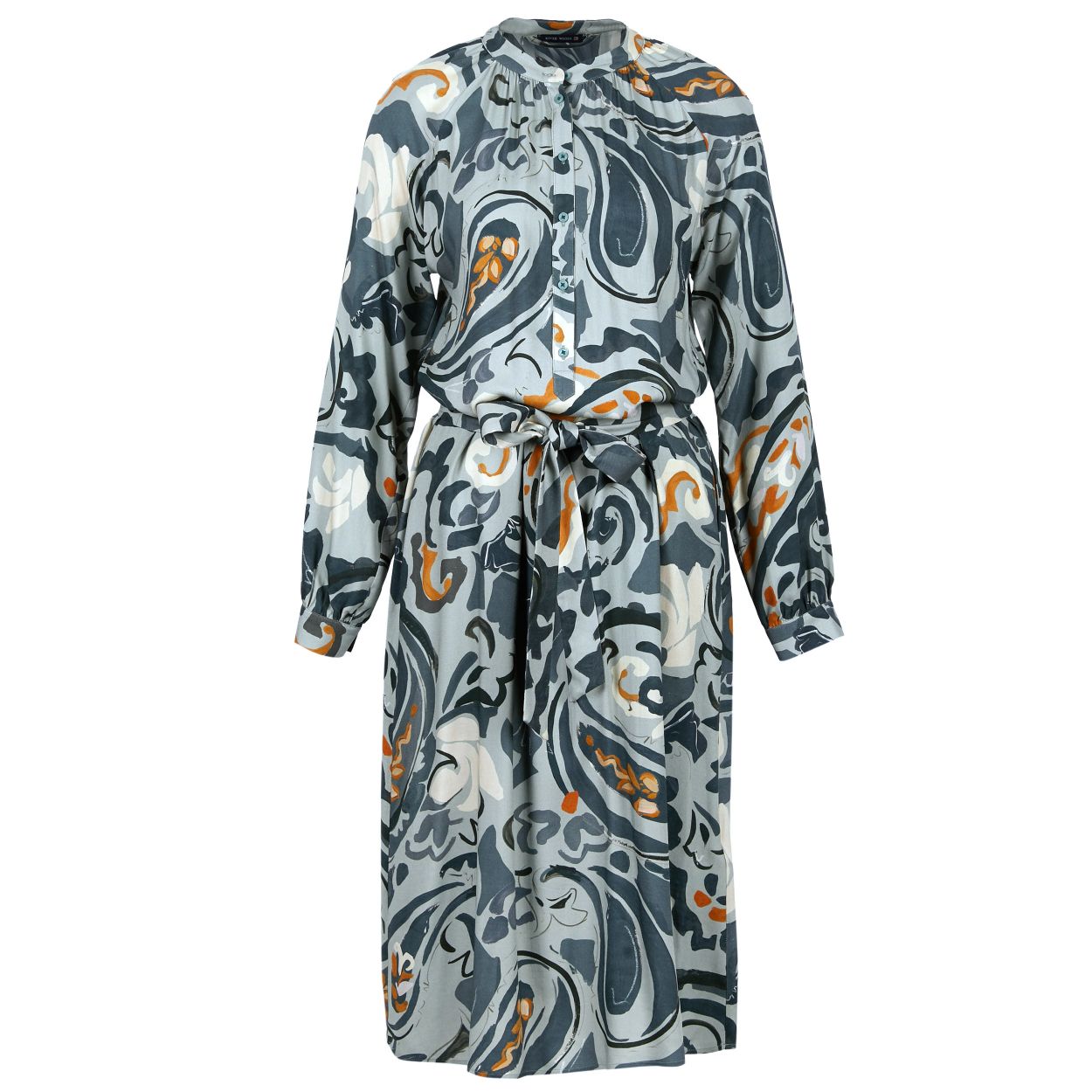 Vrouw Viscose Midi Jurk In Blauw