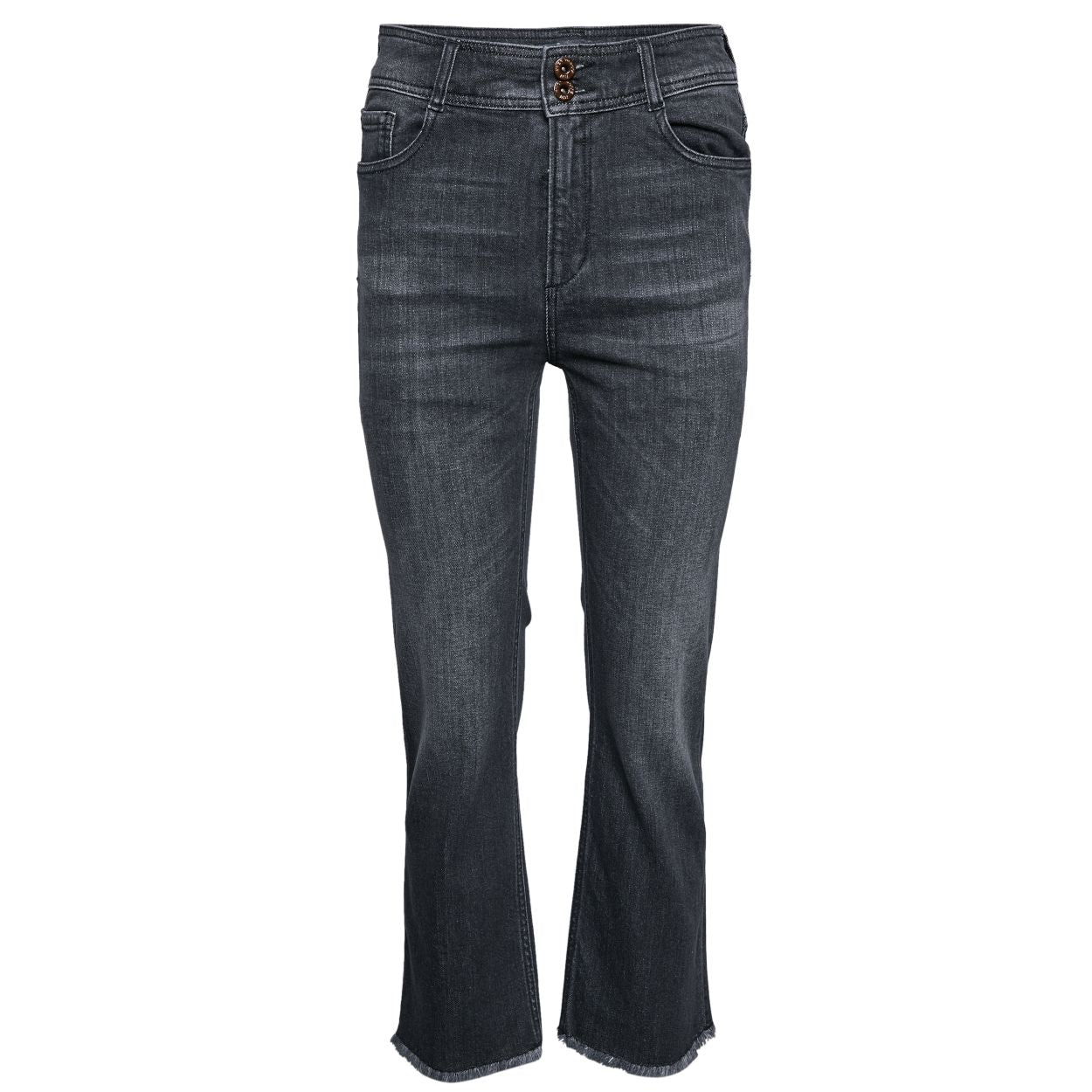 Vrouw Hoge Taille Zwarte Jeans In Het Zwart