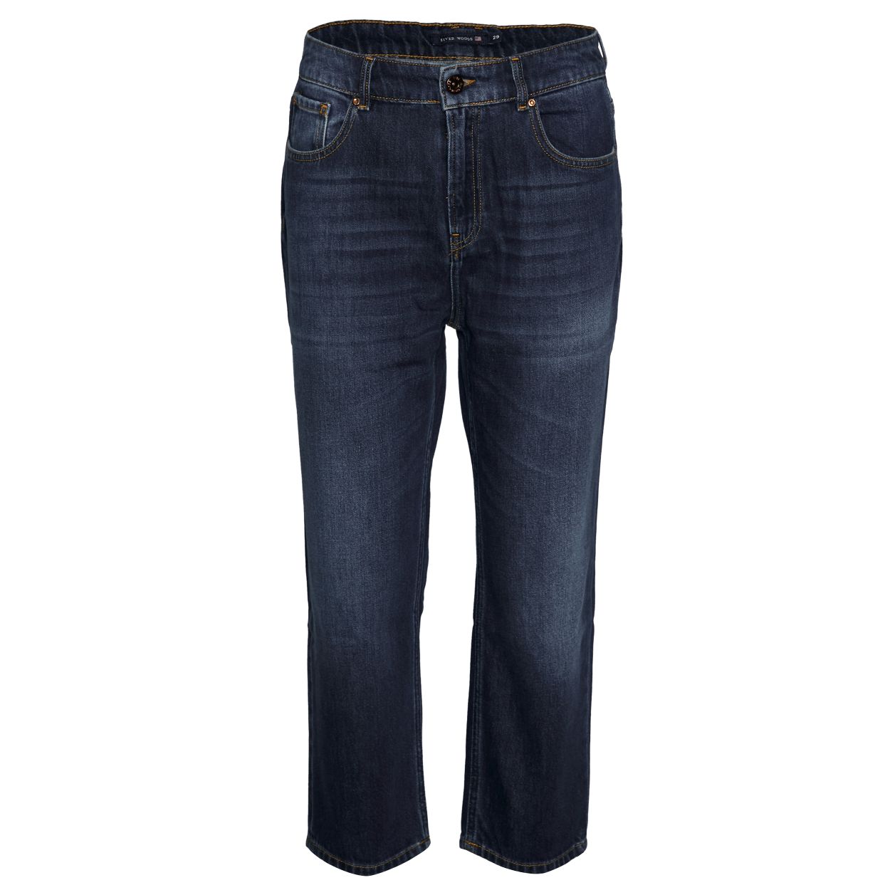 Vrouw Mid-taille Cropped Stone Jeans In Blauw Denim