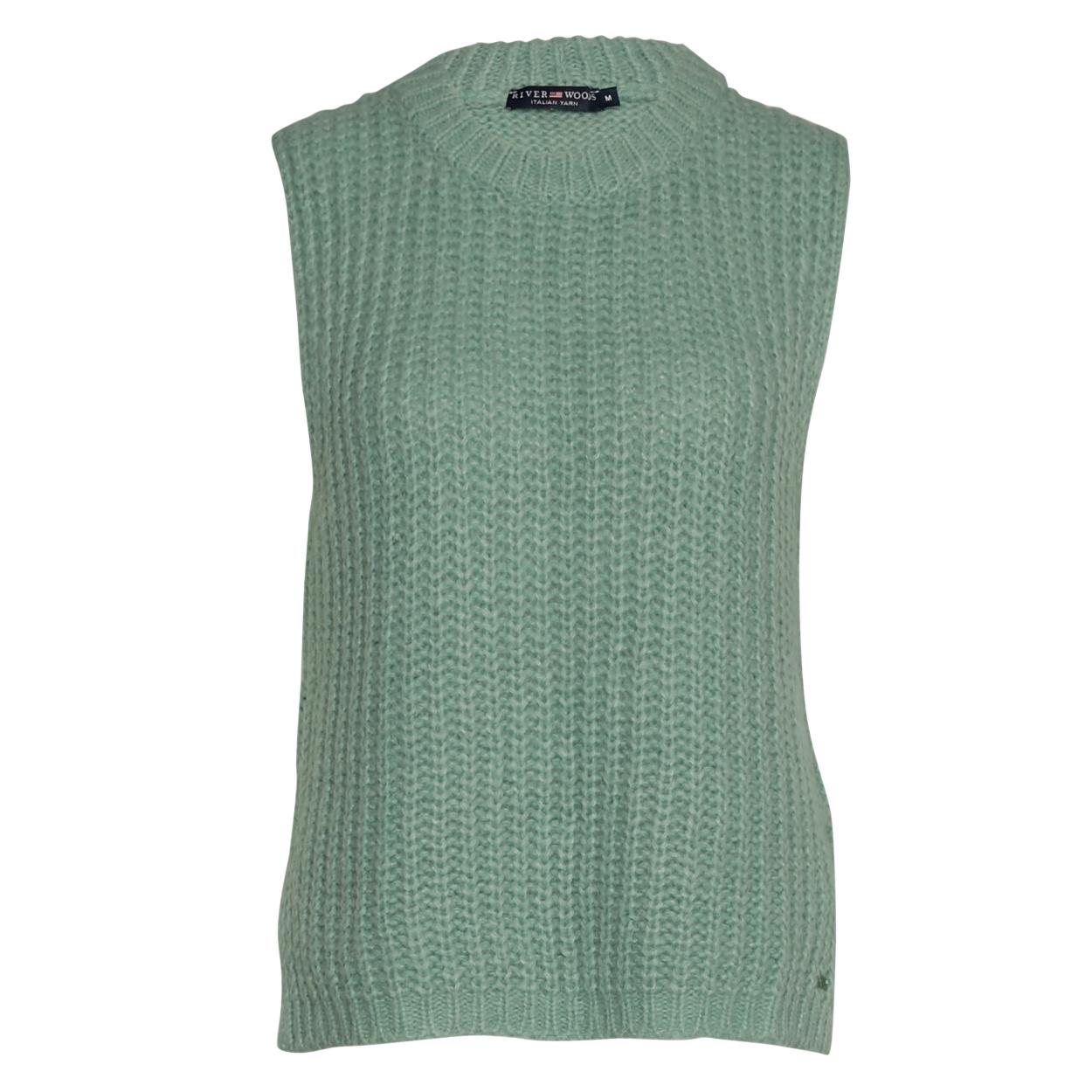 Pull sans manches à col rond vert