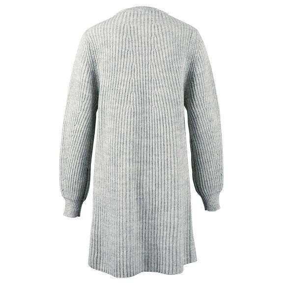 Femme Cardigan Ouvert De Longueur Genou En Gris